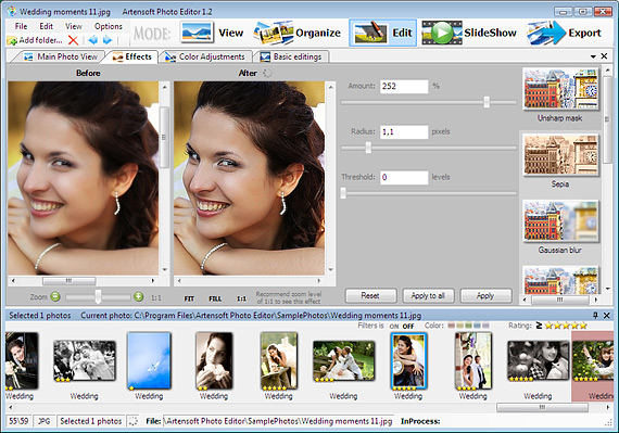 Unsharp mask effect for sharper photo
