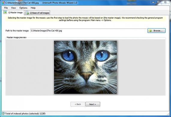 Selecting the master image for the photo mosaic