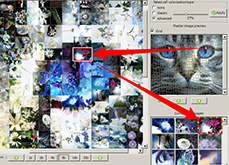 Resize or replace individual tiles with photo mosaic software