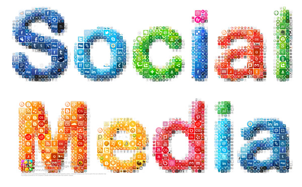 Collage "Social Media" composed of social buttons