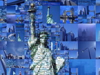 Attractions around the world in the photo collage "Statue of Liberty"