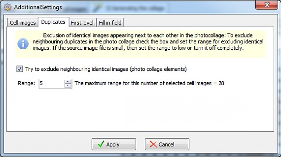 Selecting of duplicates radius of photo collage