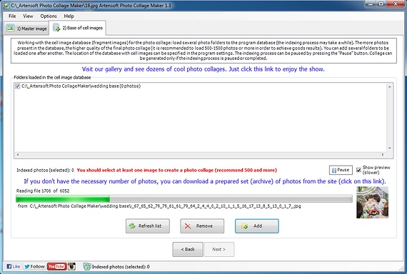 The process of importing of base with cell-images